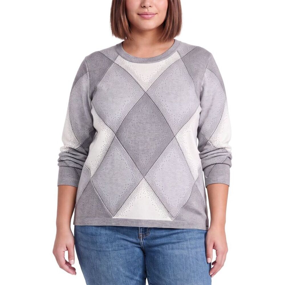 Picadilly Womens Diamond Sweater, Grey